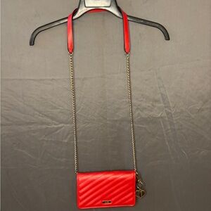 Aldo Red Quilted Crossbody Bag with Gold Chain